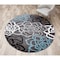 World Rug Gallery Contemporary Modern Floral Flowers 6'6'' Round Gray 108D.GRAY6RND - alternate 5